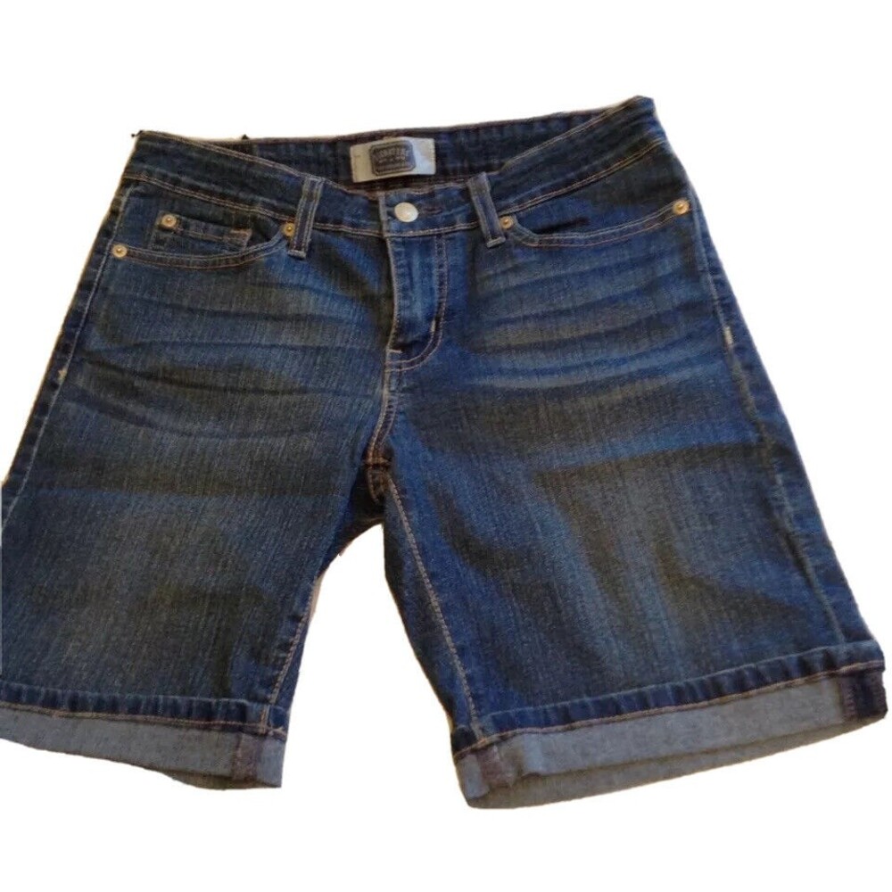 @ Levis Signature Womens Bermuda Shorts Sz 4 Walking Shorts Cuffed Denim (BG)